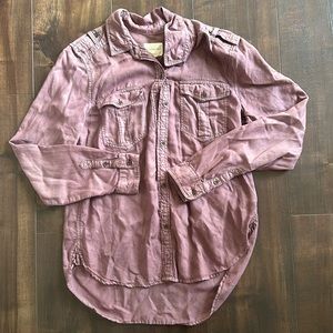 Maroon Boyfriend Fit Button-Down